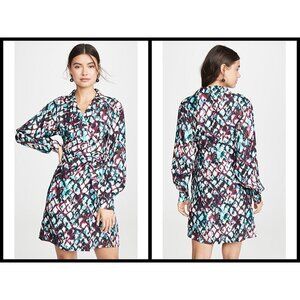 💕SALONI💕 Mari Wrap Dress ~ Amrita Watercolor US 2 Mini 100% Silk Charmeuse
